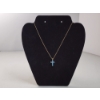 Image 1 : Beautiful 10K Gold Cross 16in Necklace with Blue Stones Total Weight 2.0g