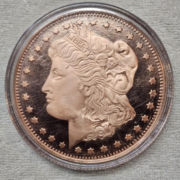 5 oz Morgan .999 Fine Copper Bullion Round