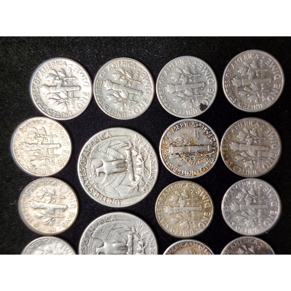$2.20 FACE VALUE in Assorted 90% Silver United States Coins Ft. Quarters & Dimes