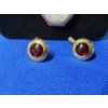 Image 2 : Vintage Carved Cameo Gold Filled Pendant Necklace & Cufflinks w/ Ruby Glass Stone