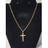 Image 1 : 14K Gold 18" Twist Chain Necklace with Gorgeous Intricate Cross Pendant - Total Weight: 10.5g