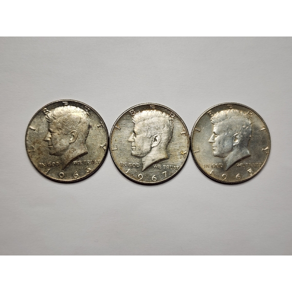 Three 40% Silver Kennedy Half Dollars 