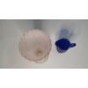 Image 5 : Vintage Indiana Diamond Point Frosted Pink Glass Vase & Cobalt Blue Hobnail Mini Pitcher 
