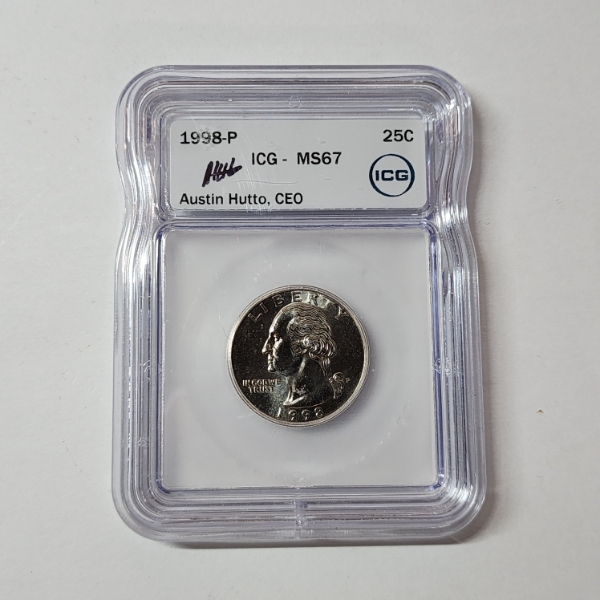 1998-P Washington Quarter - ICG MS67 Signed by Austin Hutto