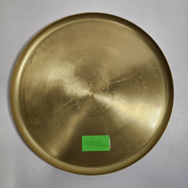 Threshold Halloween Gold Skull And Crossbones Engraved Aluminum Round Serving Platter - 16"