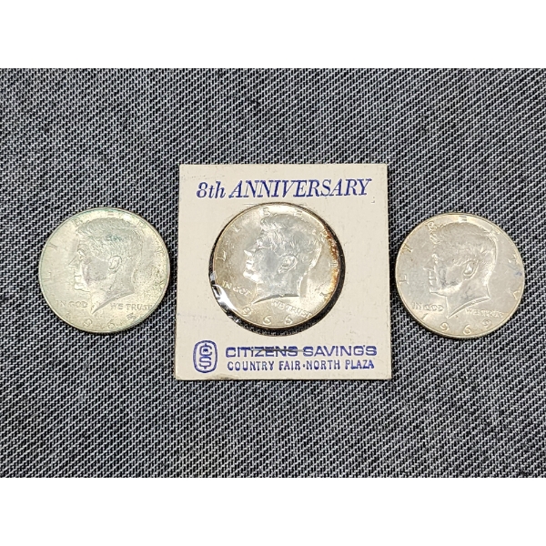 Three Assorted 40% Silver Kennedy Half Dollars ~ $1.50 Face Value