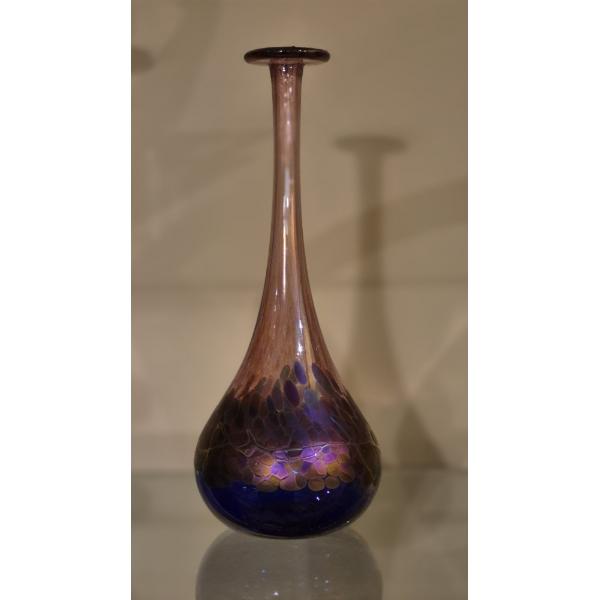 Iridized Flat Top Art Glass Vase - 10 " by 4" At Widest Pt.  Blenko Style Shape