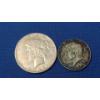 Image 1 : 1923-D 90% Silver Peace Dollar & 1969 40% Silver Kennedy Half Dollar 
