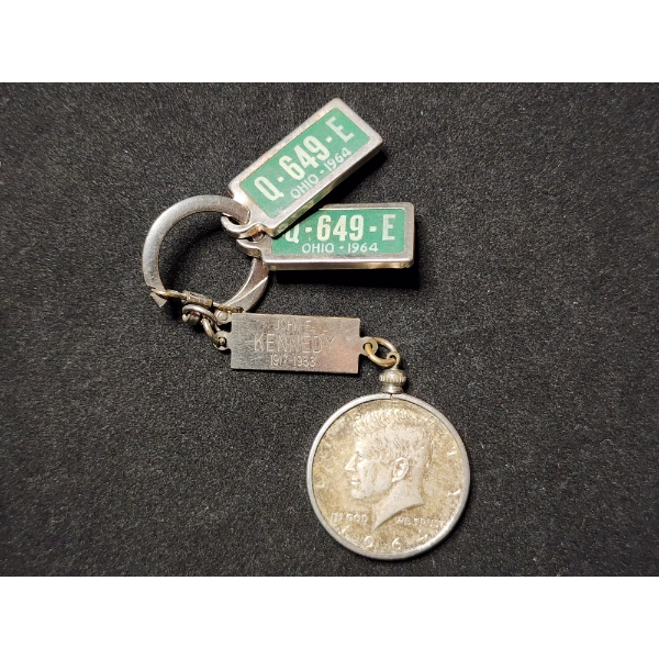 1964 Kennedy 90% Silver Half Dollar on John F. Kennedy Keychain Clasp