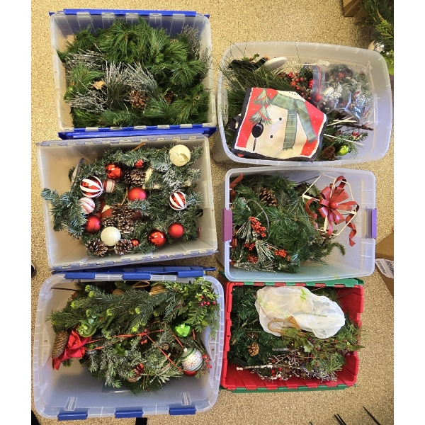 6 Totes of Christmas Decor - Totes Included