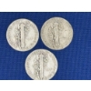 Image 2 : Lot of 3 United States Mercury Dimes - 90% Silver - Yrs. 1934, 1944, 1945