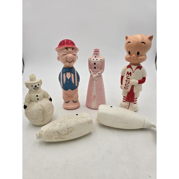 Lot of (6) Assorted Vintage Soaky Bottles