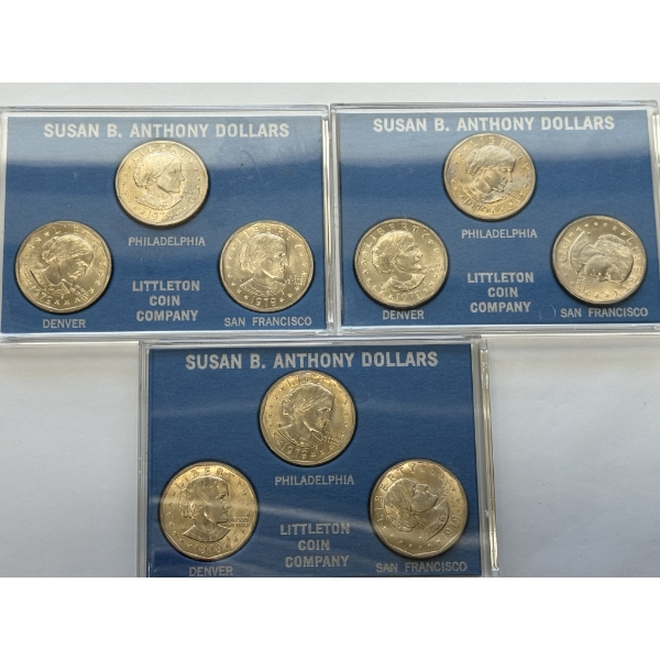 9 United States Susan B. Anthony Dollars Enclosed - Mint Condition