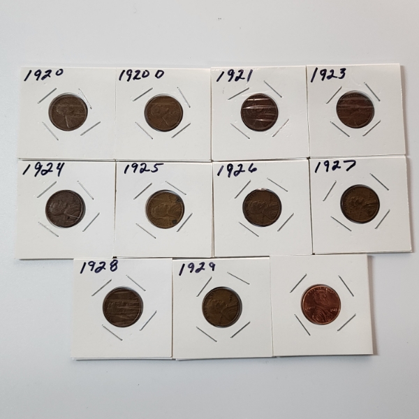 Lot of 11 Assorted U.S. Cents: (10) Wheat Cents & (1) 2025 Cent