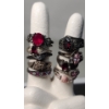 Image 1 : Sterling Silver Rings With Red, White & Pink Stones - Sizes Are 8 And 9 - Total Weight: 32g