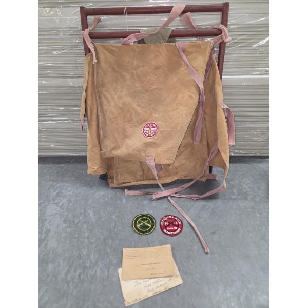 Vintage Backpack, 2 Patches, & War Mailers