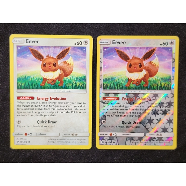 Two Eevee 101/149 Pokemon Trading Cards Including Common & Reverse Holo