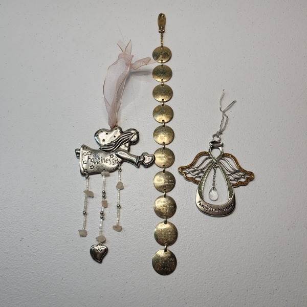 Decorative Metal Religious Collectibles: Angel Ornaments & 10 Commandments 
