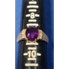 Image 6 : Vintage 14K Gold Amethyst & Diamond Ring - Size 9 - Weight: 4.6g 