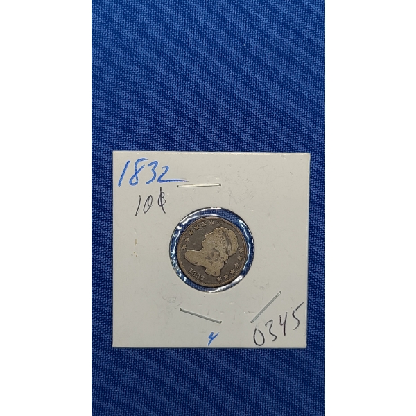 United States 1832 Capped Bust 89.2% Silver Dime 