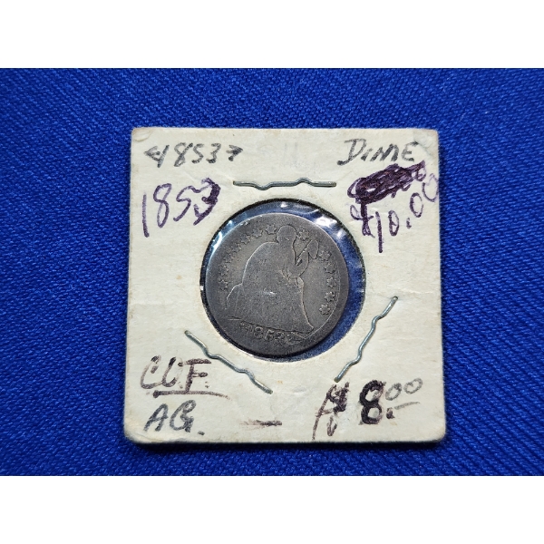 United States 1853 Seated Liberty Half Dime With Arrows - 90% Silver 