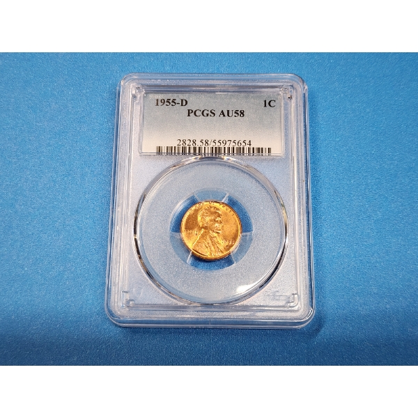 1955-D Lincoln Wheat Cent PCGS AU 58