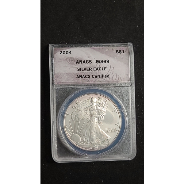 ANACS 2004 MS69 1 oz 999 Fine Silver American Eagle
