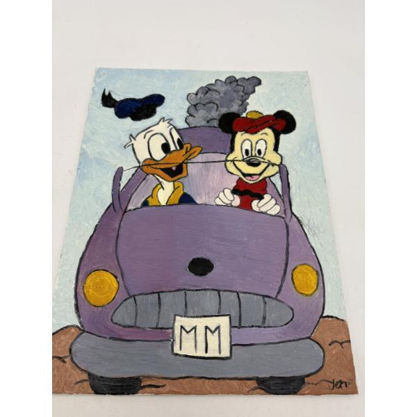 Mickey & Donald Duck Hand Painted Artwork on Canvas - Fredrix Canvas Panel by Artist Jen Timmer