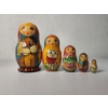 Image 3 : Hand-Painted Wood 5 Piece Russian Nesting Dolls - Excellent Condition
