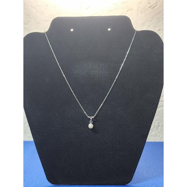 Sterling Silver Pearl Necklace - 18in - 1.5g 