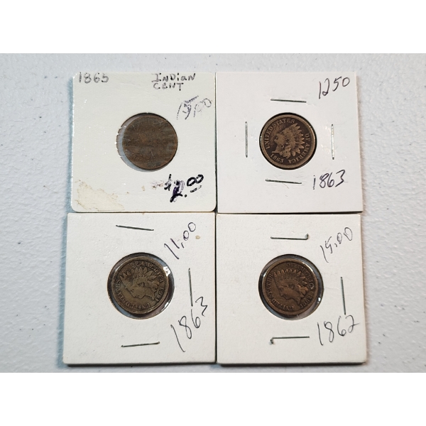 Lot of 4 Assorted BETTER DATE Indian Head Cents