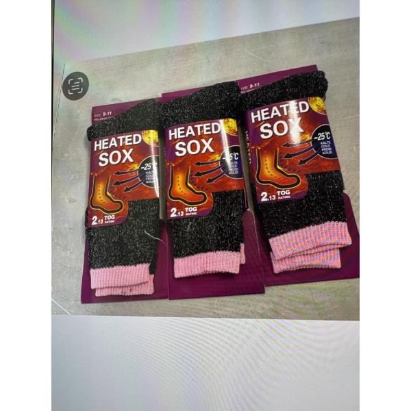 3 Pairs Of Women's Size 9-11 Thermal Heated Sox Socks - Brand New In The Package	