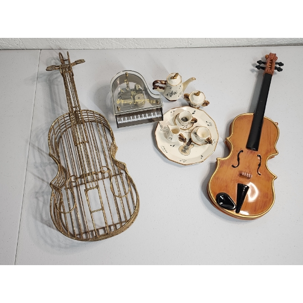 Assorted Music Decor - Including Working Schmid Piano Music Box! 
