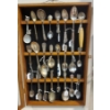 Image 1 : 1st Of Two:  24 Silver Plate Collector Spoons In Walnut Display Case - A Superb Value & Great Collec