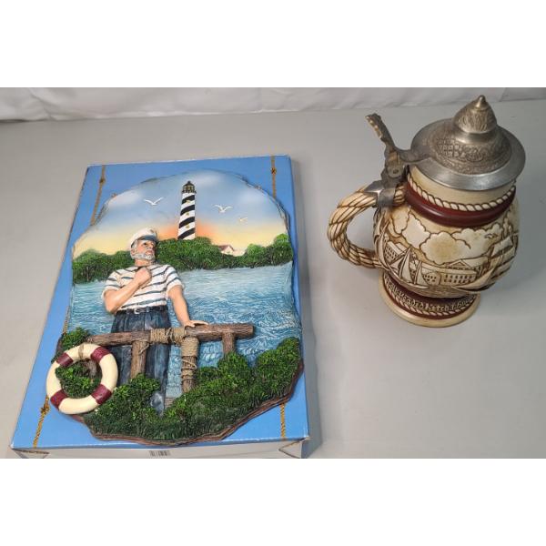 1977 Avon "Tall Ships" Edition Beer Stein & Youngs Coastal Collection Wall Plaque