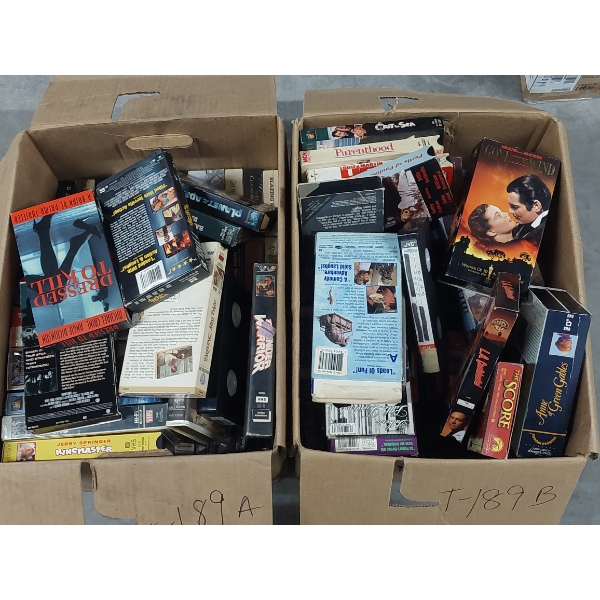 Two (2) Large Boxes Of VHS Tapes - Too Many To List - See PIcs