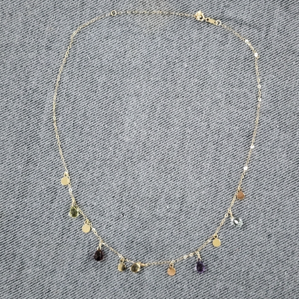 Nice 14K Gold Necklace With Bead Accents Weighing 2.8 Grams 
