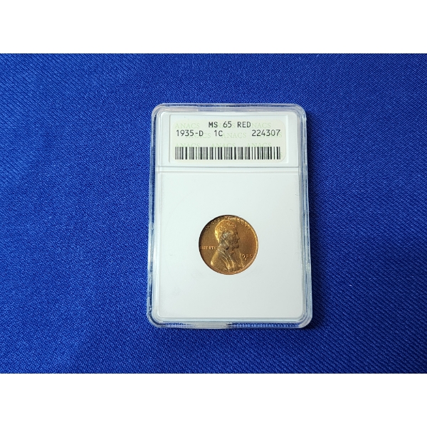 1935-D Lincoln Wheat Cent ANACS MS 65 RED
