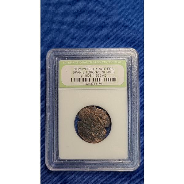 International Numismatic Bureau New World Pirate Era Spanish Bronze Nummis C. 1608-1695 AD 