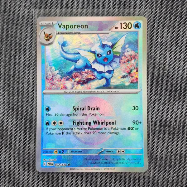 Vaporeon 022/131 Reverse Holo Rare Pokemon Trading Card Ft. Poke-Ball Symbol 