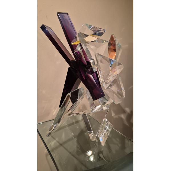 Modernistic And Very Colorful Crystal Slab Glass Prismatic Fabrication  Measuring 22 x 14 x 7  Perfe