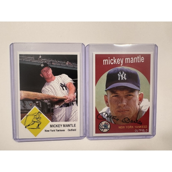 2 - Mickey Mantle New York Yankees Throwback Baseball Cards - Mint Condition