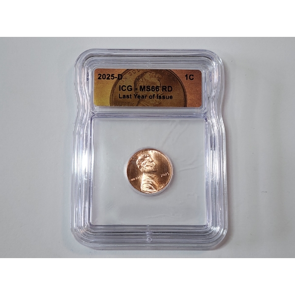 ICG MS 66 RD 2025-D Last Year of Issue Lincoln Sheild Cent 