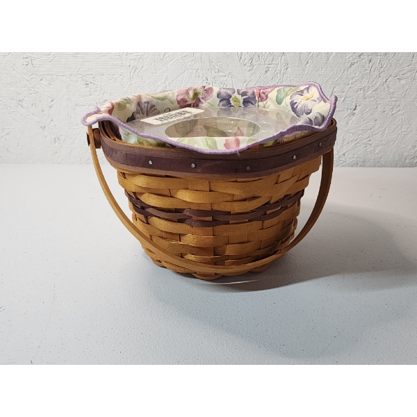 Longaberger Morning Glory Basket with Fabric and Plastic Liner