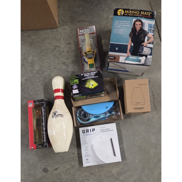 Two New Jar Openers, Oil Diffuser, Bowling Pin, Case Of Glowsitcks, Bobble Head & More