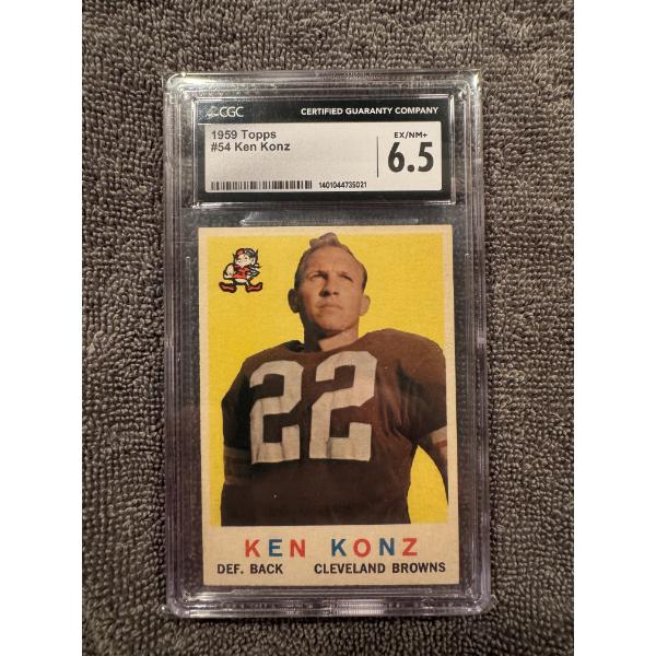 1959 Topps #54 Cleveland Browns Ken Konz Football Card - CGC 6.5