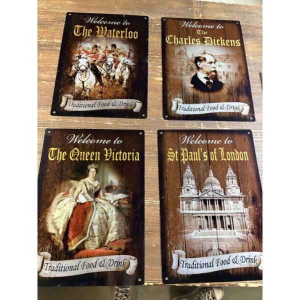 6 Tin 12''x9'' Decorative Welcome Signs - Welcome to The Queen Victoria 