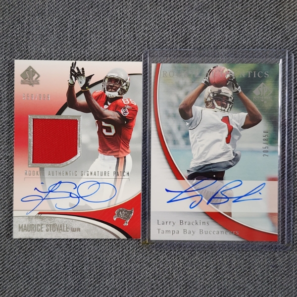 Two Upper Deck AUTOGRAPHED Tampa Bay Buccaneers NUMBERED Rookie Football Trading Cards Ft. PATCH!