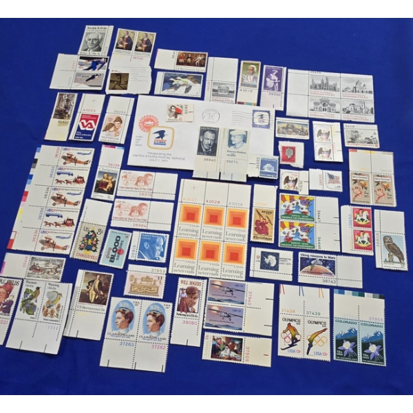 Lot of Over 50 Assorted Stamps & U.S. Mail First Day of Issue Envelope