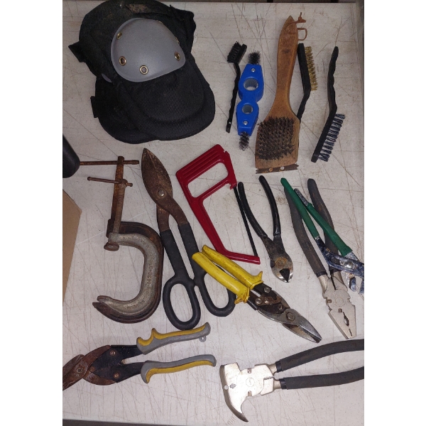 Lot Of Assorted Tools Including Knee Pads, Wrenches & More - See Pics